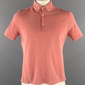 ISAIA Size XL Red White Nailhead Cotton Button Down Polo